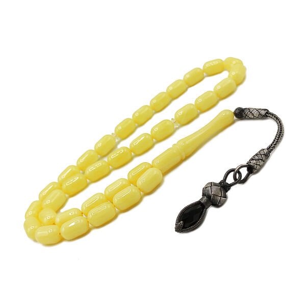 1000 Ayar Gümüş Trabzon Kazaziye Beyrut Damla Kehribar Tesbih 7*11 mm Kapsül Kesim Tespih