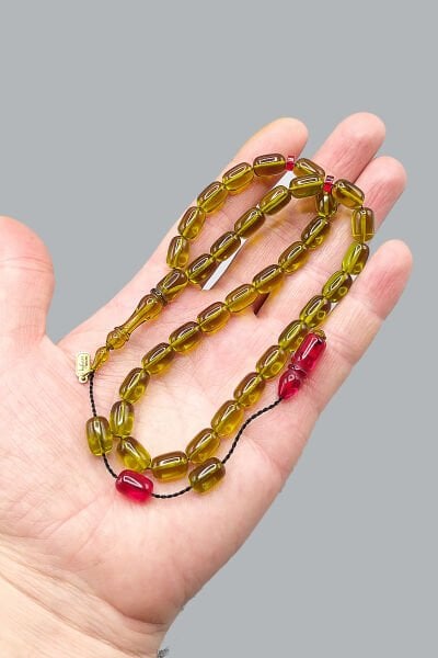 Ayhan Turan Usta Işçilikli Ateş Kehribar Tesbih 7x11 mm Kapsül Sistemli Imzalı Tespih