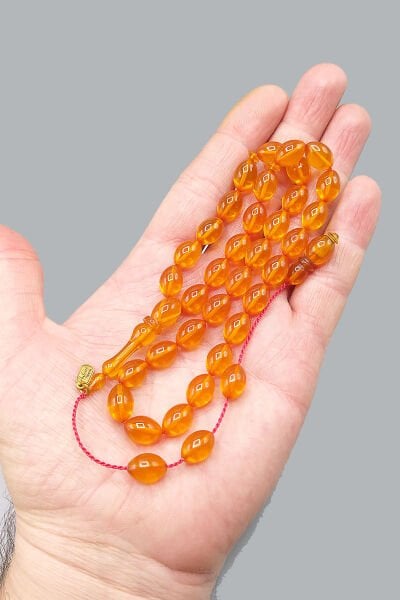 Ayhan Turan Usta İşçilikli Ateş Kehribar Tesbih 8*12 mm Beyzi Sistemli Imzalı Tespih