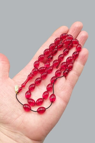 Ayhan Turan Usta İşçilikli Ateş Kehribar Tesbih 8*12 mm Beyzi Sistemli Imzalı Tespih