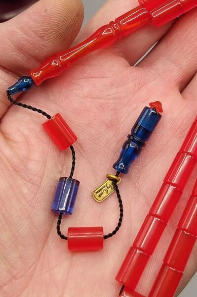 Ayhan Turan Usta İşçilikli Ateş Kehribar Tesbih 7*11 mm Kesme Sistemli İmzalı Tespih