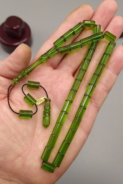 Ayhan Turan Usta İşçilikli Ateş Kehribar Tesbih 7*11 mm Kesme Sistemli İmzalı Tespih