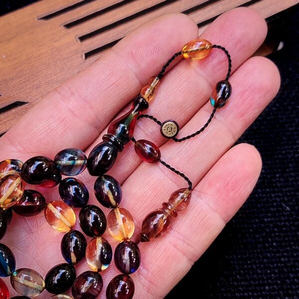 8x11 mm Hassas Delim Bonibon Ateşi Kehribar Tesbih | Ayhan Turan Usta İmzalı Tespih