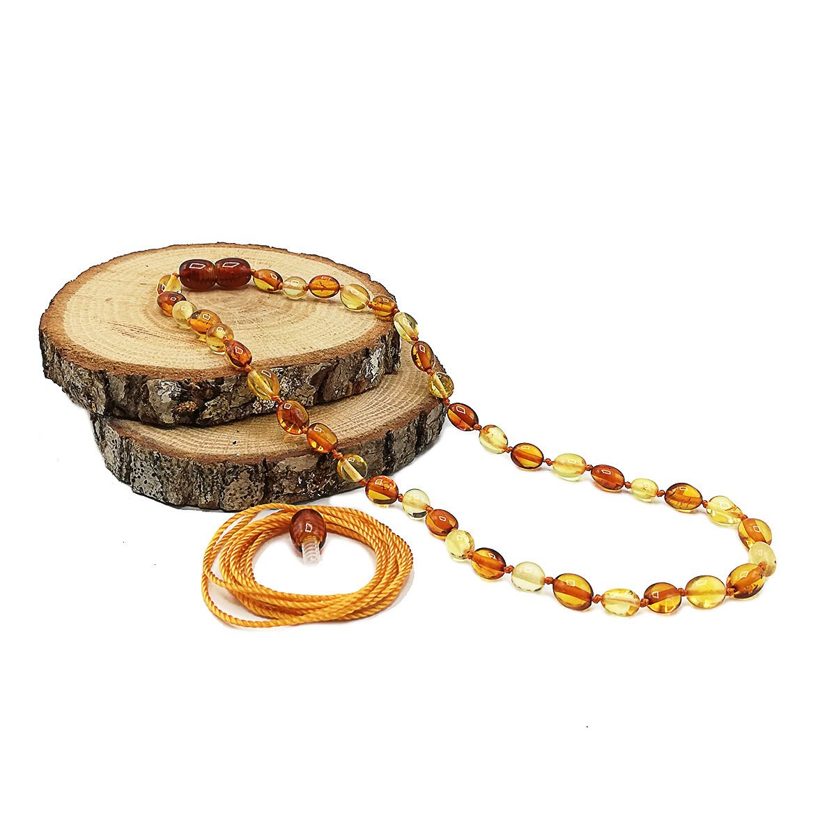 Yedek Klips Hediyeli Sertifikalı Kehribar Kolye Yassı Bal Konyak Bebek Diş Kolyesi 0-6 Yaş