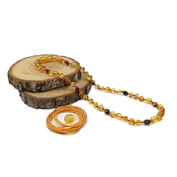 Yedek Klips Hediyeli Sertifikalı Kehribar Kolye Kaplan Gözü Bal Bebek Diş Kolyesi 0-6 Yaş