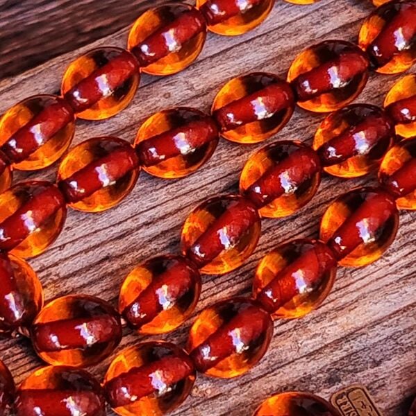 9x10 mm Kahverengi Çubuk Sıkma Kehribar Tesbih | Ebu Sırr Usta İmzalı Tespih