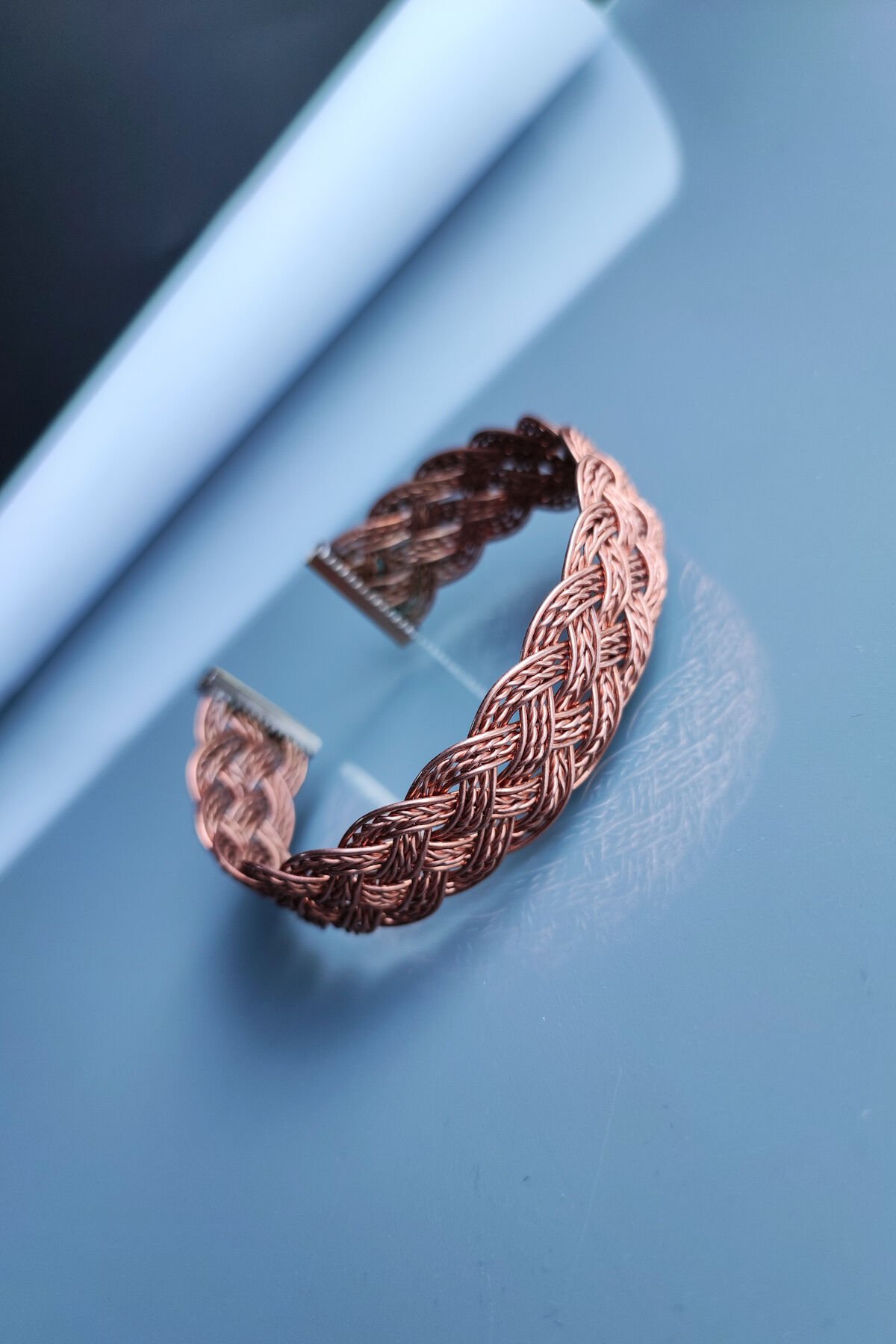 El Yapımı Ayarlanabilir Şifalı Saf Bakır Bileklik