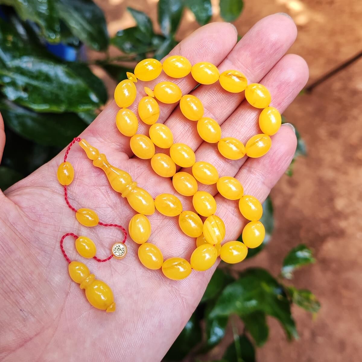 8x11 mm Ayhan Turan Usta İşçilikli Mişmişi Sıkma Kehribar Tesbih