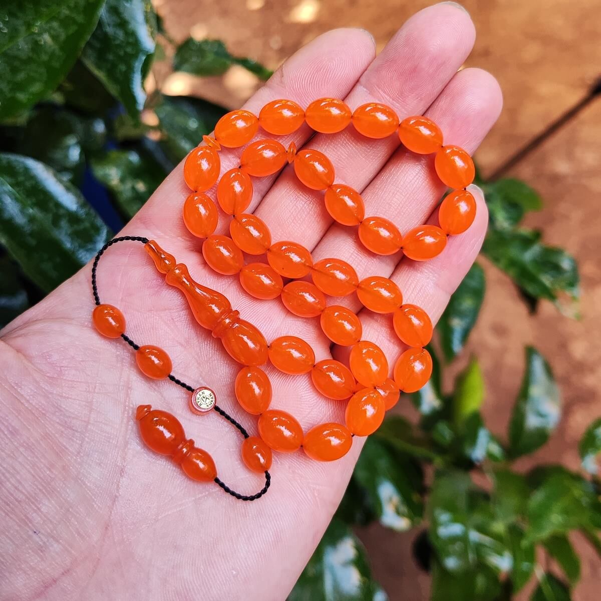 8x11 mm Ayhan Turan Usta İşçilikli Turuncu Zar Kehribar Tesbih