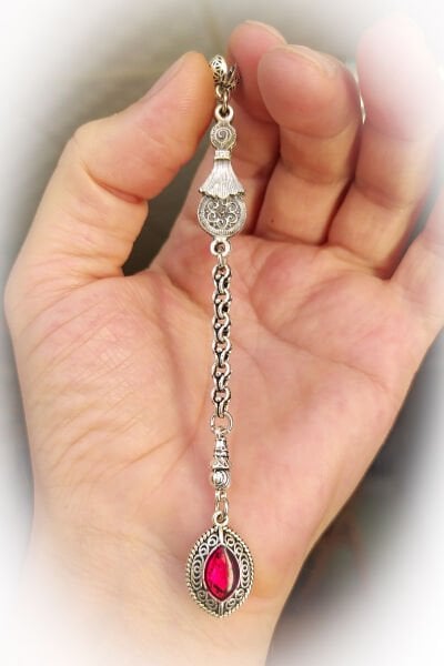 Mikron Kaplama Arnavut Zincirli Tesbih Püskülü Mineli Tek Dallı Püskül