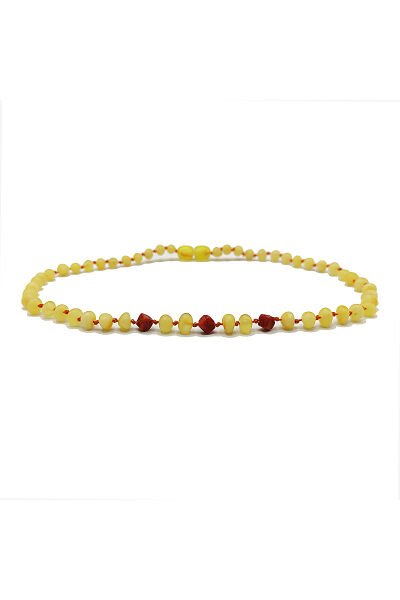 Yedek Klips Hediyeli Sertifikalı Ham Mat Kehribar Kolye Mercanlı Süt Rengi Bebek Diş Kolyesi 0-6 Yaş