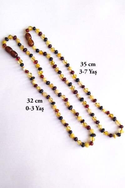 3,5 Gram Ekonomik Sertifikalı Kehribar Kolye Multicolor Bebek Diş Kolyesi Kız Erkek Çocuk Kolyesi