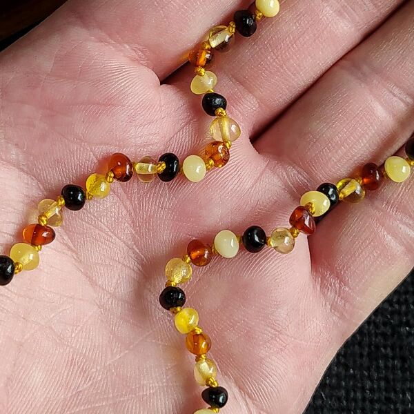 3,5 Gram Ekonomik Sertifikalı Kehribar Kolye Multicolor Bebek Diş Kolyesi Kız Erkek Çocuk Kolyesi