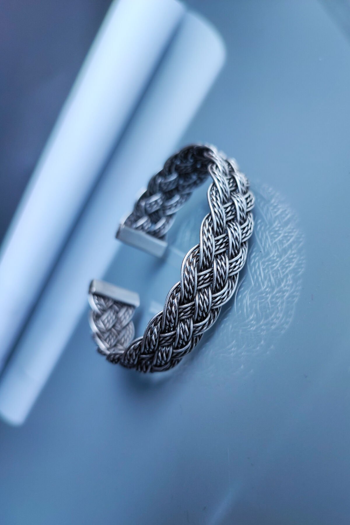 El Yapımı Geçmeli Bakır Bileklik Ayarlanabilir Bilezik Telkari İşleme Bileklik Örgülü Bileklik