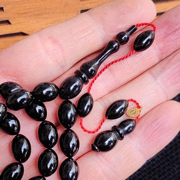 8x12 mm Siyah Fatih Erbabacan Usta İşçilikli Zar Kehribar Tesbih