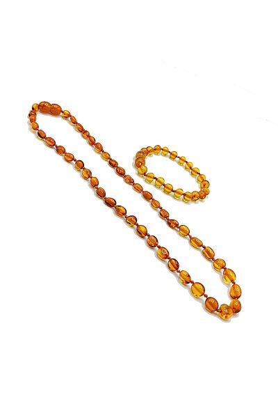 Yedek Klips Hediyeli Sertifikalı Kehribar Kolye Bileklik Seti Yassı Bal Bebek Diş Kolyesi 0-6 Yaş