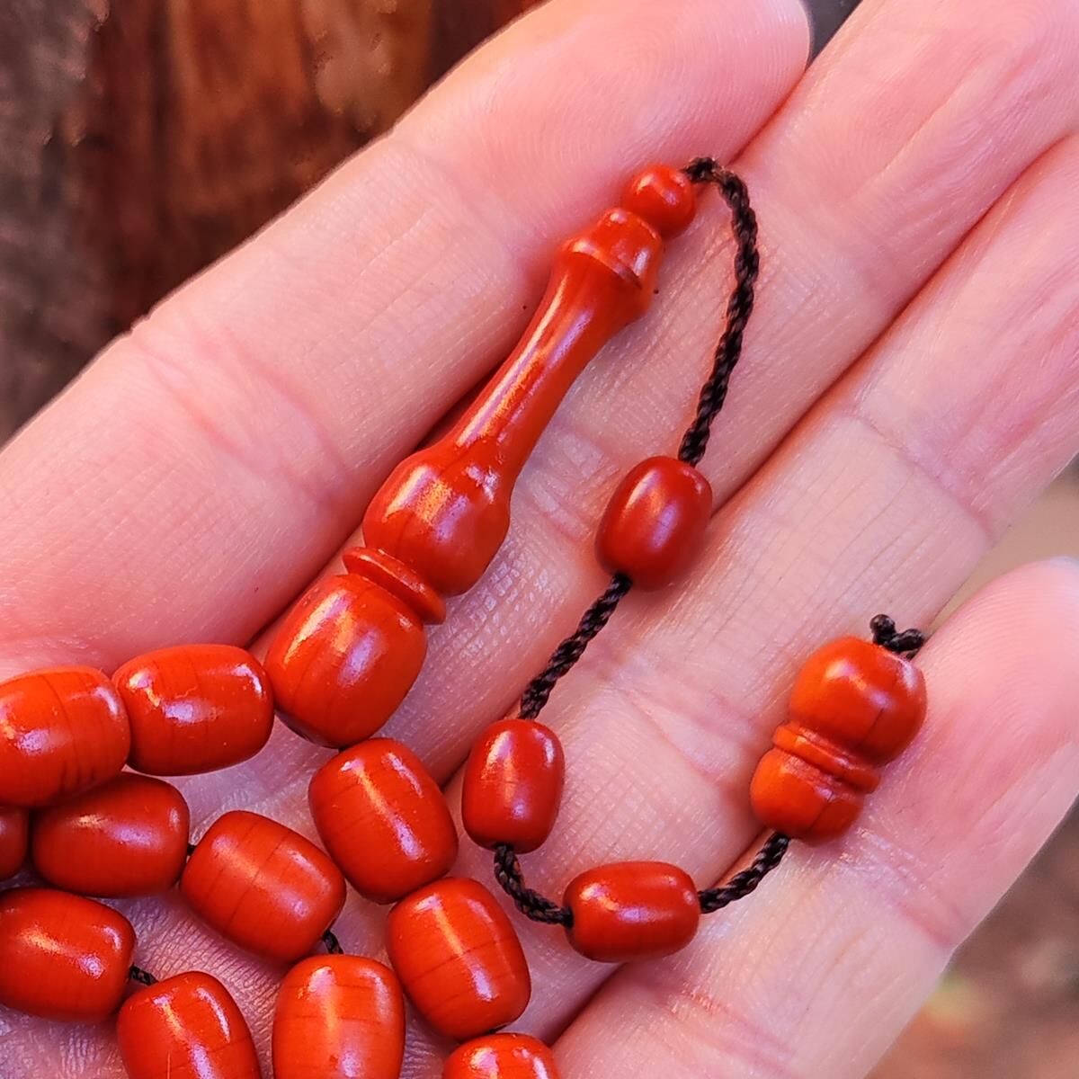 8x11 mm Turuncu Alman Fiber Tesbih | Usta İşçilikli Tespih