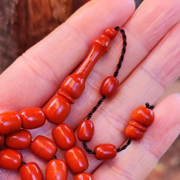 8x11 mm Turuncu Alman Fiber Tesbih | Usta İşçilikli Tespih