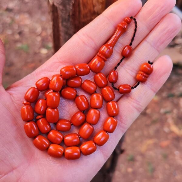 8x11 mm Turuncu Alman Fiber Tesbih | Usta İşçilikli Tespih