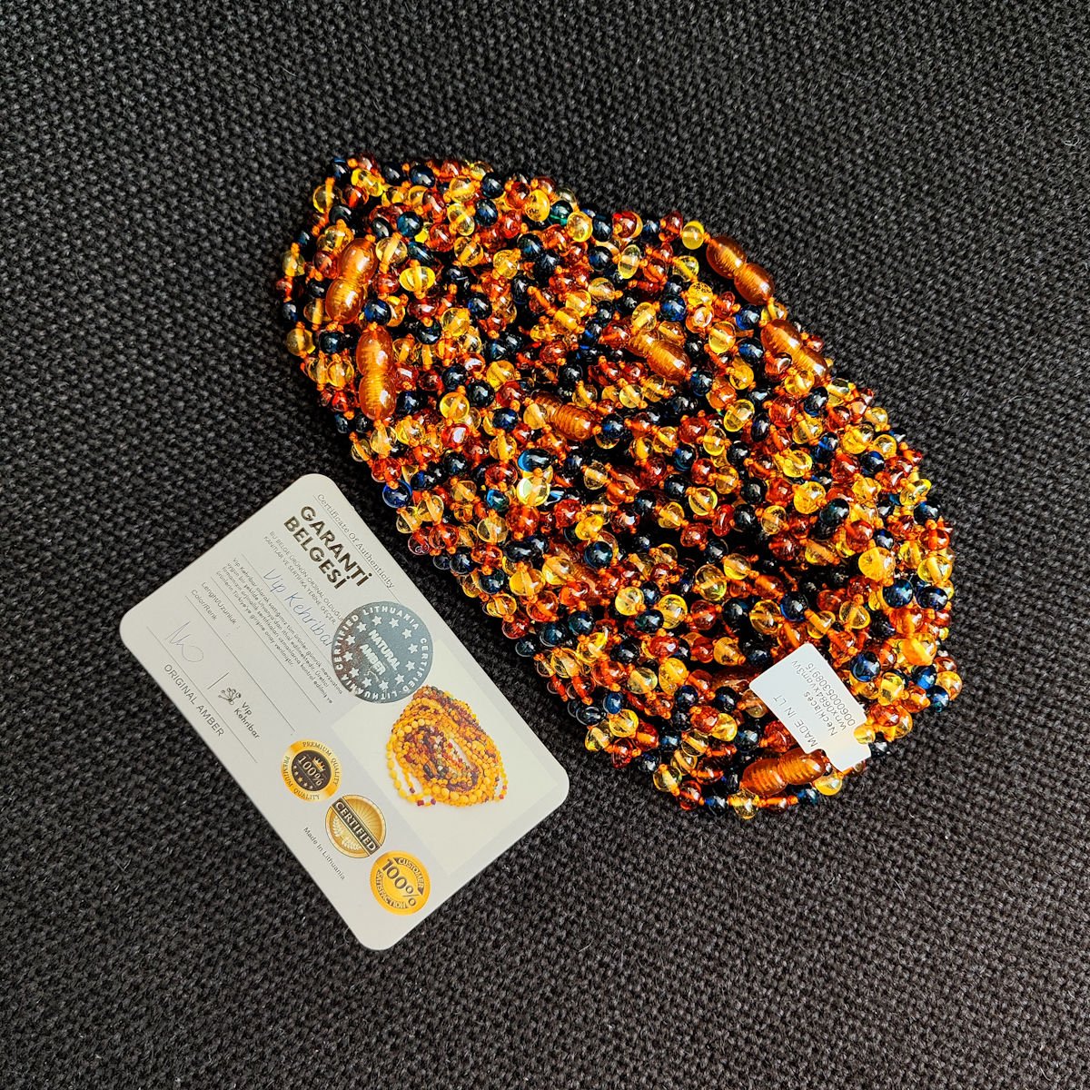 4.5 Gram Mavi Multicolor Rengi Kehribar Bebek Diş Kolyesi