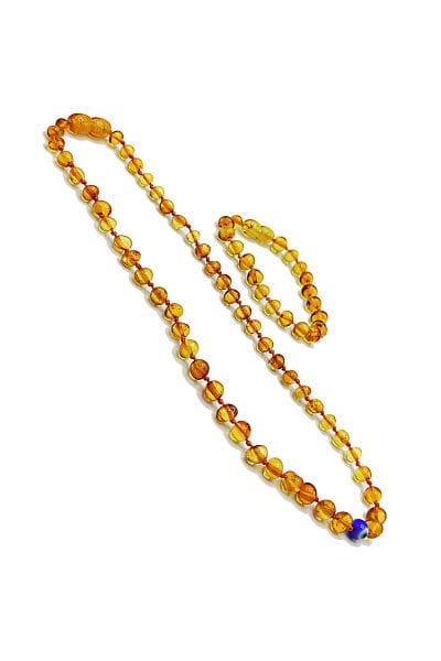 Yedek Klips Hediyeli Sertifikalı Kehribar Kolye Bileklik Seti Nazar Boncuklu Diş Kolyesi 0-6 Yaş