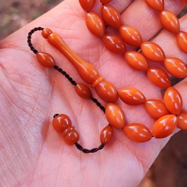 7x11 mm Bal Rengi Alman Fiber Tesbih | Usta İşçilikli Tespih