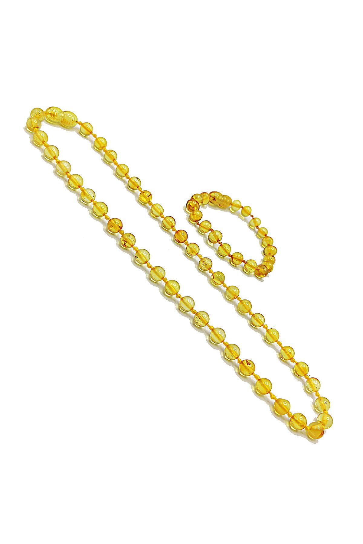 Yedek Klips Hediyeli Sertifikalı Kehribar Kolye Bileklik Seti Limon Rengi Bebek Diş Kolyesi 0-6 Yaş