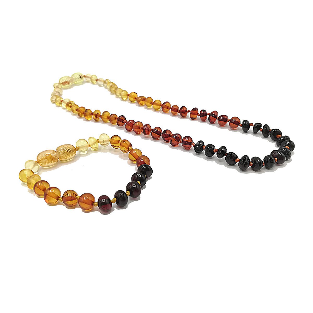 Yedek Klips Hediyeli Sertifikalı Kehribar Kolye Bileklik Seti Gök Kuşağı Bebek Diş Kolyesi 0-6 Yaş