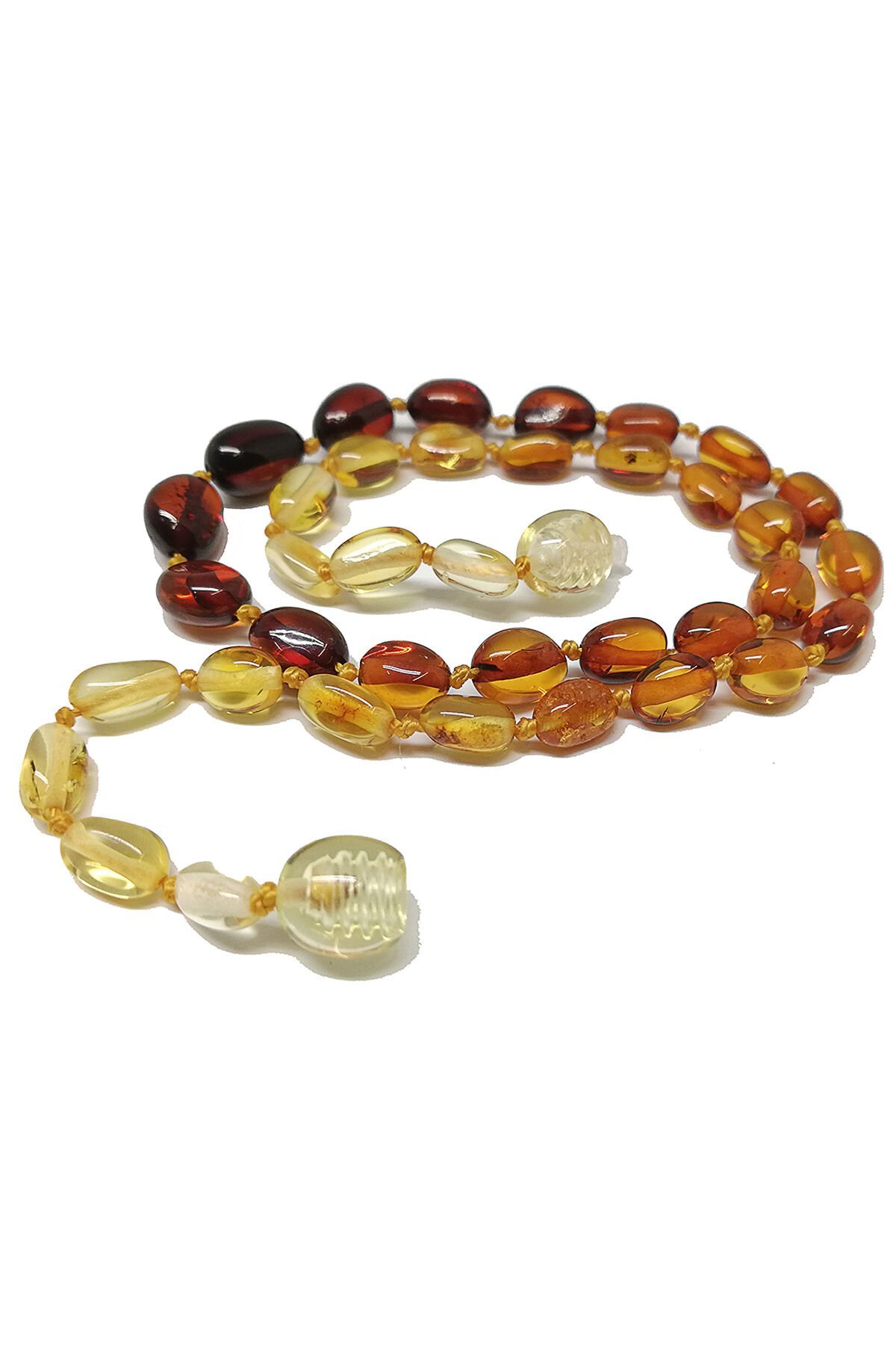 Orjinal Kehribar Bebek Diş Kolyesi Yassı Gök Kuşağı Renk Kehribar Kolye Kız Erkek Çocuk Kolye