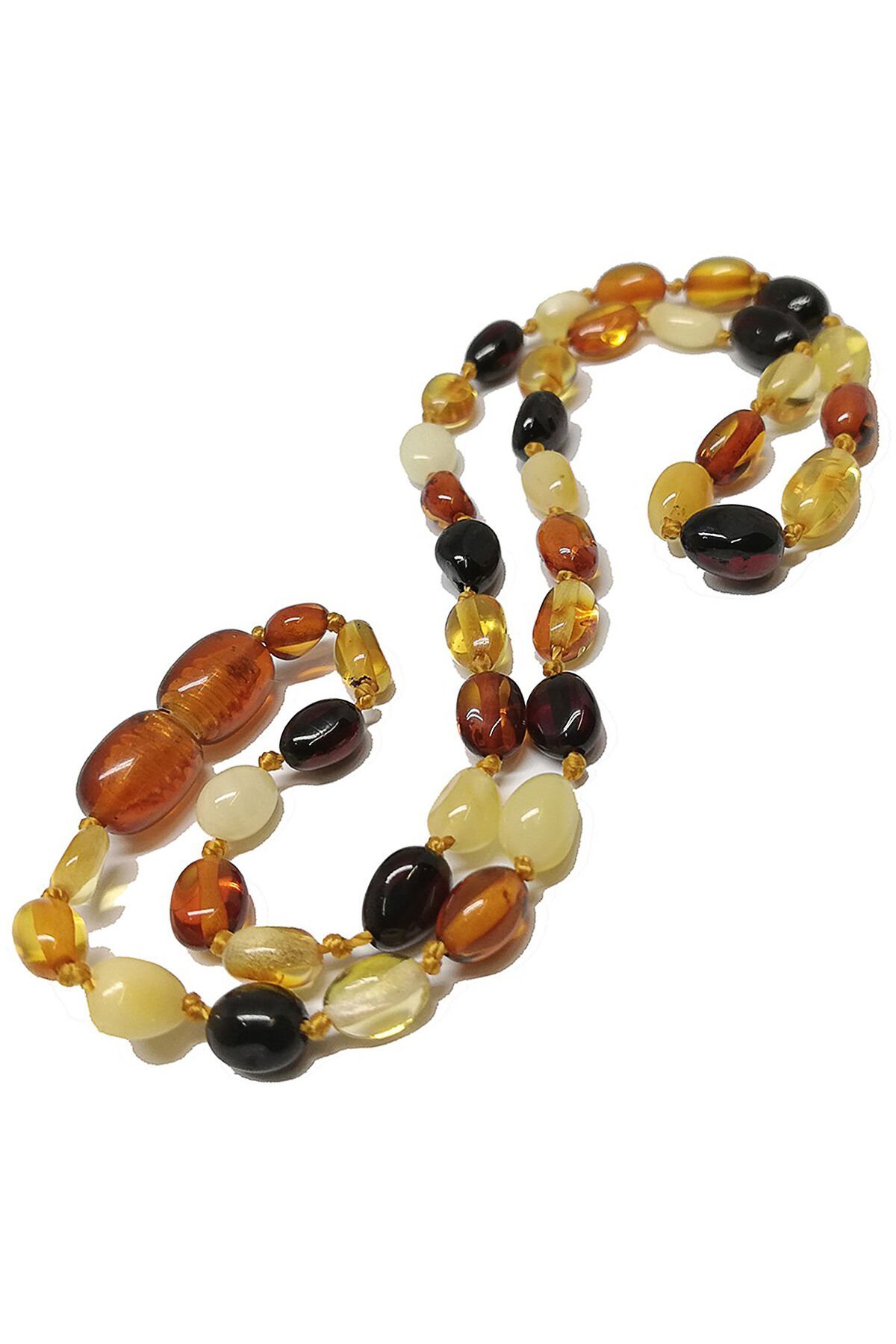 Sertifikalı Bandrollü Baltık Kehribar Bebek Diş Kolyesi Yassı Multicolor Renk Kız Erkek Çocuk Kolyesi