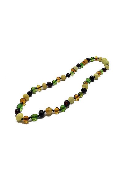 Sertifikalı Orjinal Baltık Kehribar Bebek Diş Kolyesi Litvanya Bandrollü Yeşil Multicolor Renk Kehribar Kolye Kız Erkek Çocuk Kolyesi 33 cm Standart