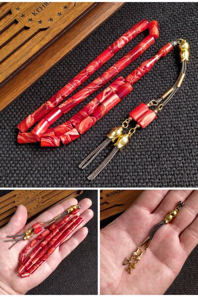 7*11 mm Kesme Turuncu Sıkma Kehribar Tesbih Kişiselleştirilebilir İsme Özel Hediye Tespih