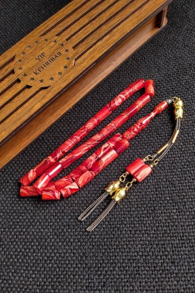 7*11 mm Kesme Turuncu Sıkma Kehribar Tesbih Kişiselleştirilebilir İsme Özel Hediye Tespih