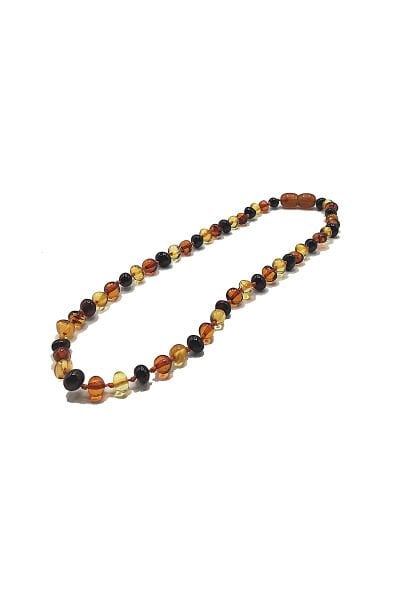 Sertifikalı Orjinal Baltık Kehribar Bebek Diş Kolyesi Litvanya Bandrollü Multicolor Renk Kehribar Kolye Kız Erkek Çocuk Kolyesi 33 cm Standart