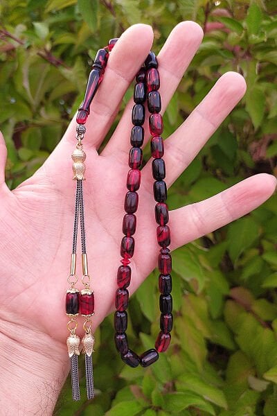 7*11 mm Kapsül Kesim Sıkma Ateş Kehribar Tesbih Orjinal Ateşi Kehribar Tespih