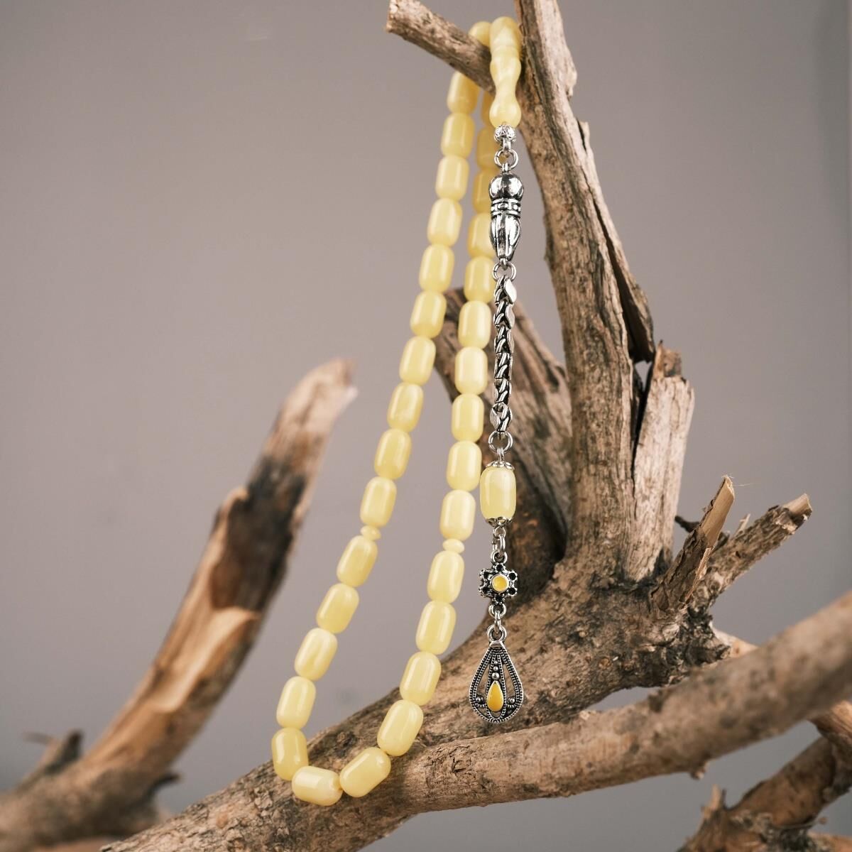 7*11 mm Kapsül Kesim Beyrut Damla Kehribar Tesbih - İsme Özel Tesbih