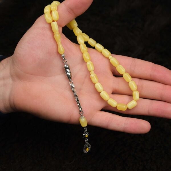 7*11 mm Kapsül Kesim Beyrut Damla Kehribar Tesbih - İsme Özel Tesbih