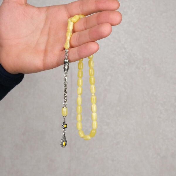 7*11 mm Kapsül Kesim Beyrut Damla Kehribar Tesbih - İsme Özel Tesbih