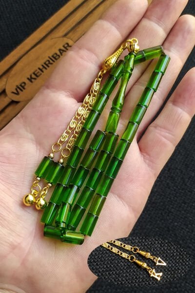 5,5x10 mm Kesme Ateşi Kehribar Tesbih İsme Özel Kişiselleştirilebilir Ahşap Kutulu Tespih