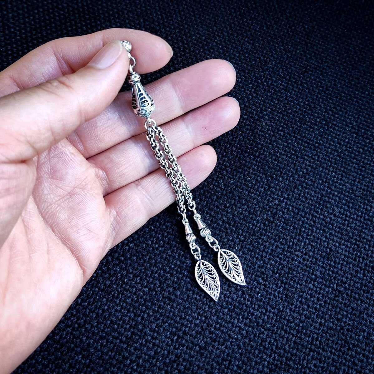 9 Gram Orjinal Gümüş Kaplama Pirinç Püskül Yaprak Model