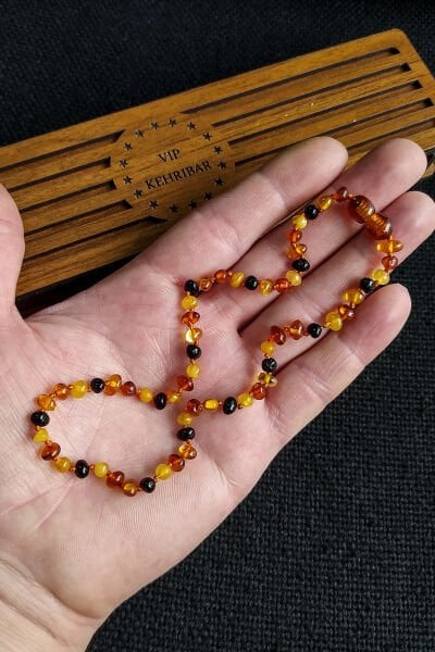 3,5 Gram Ekonomik Sertifikalı Kehribar Kolye Multicolor Bebek Diş Kolyesi Kız Erkek Çocuk Kolyesi