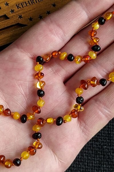 3,5 Gram Ekonomik Sertifikalı Kehribar Kolye Multicolor Bebek Diş Kolyesi Kız Erkek Çocuk Kolyesi