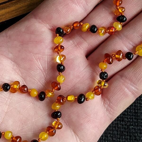 3,5 Gram Ekonomik Sertifikalı Kehribar Kolye Multicolor Bebek Diş Kolyesi Kız Erkek Çocuk Kolyesi