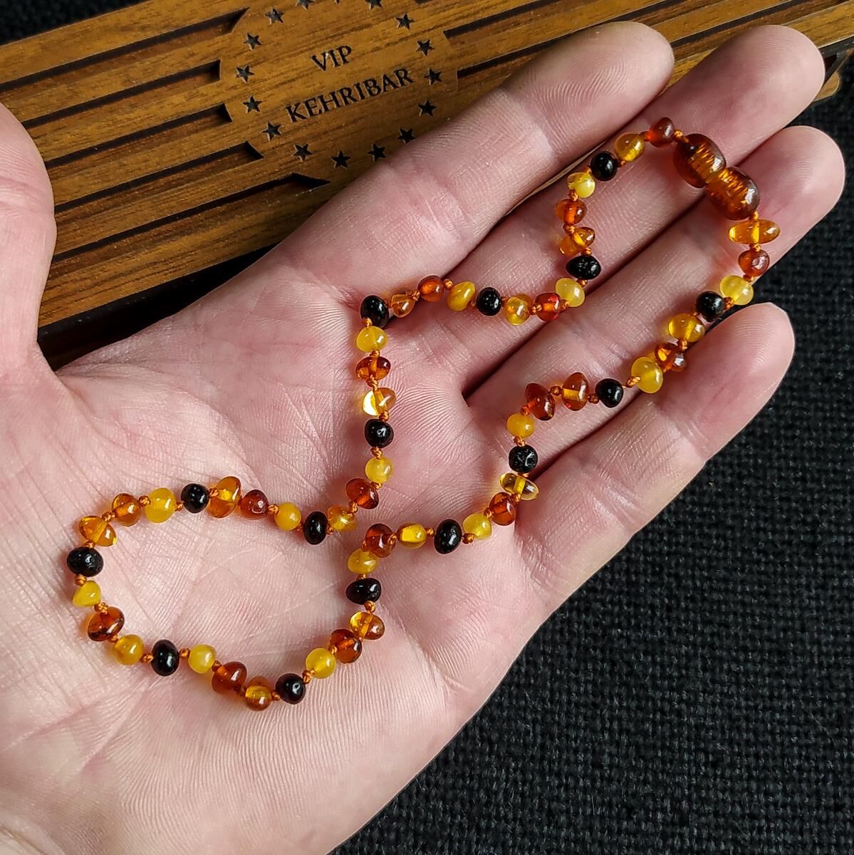 3,5 Gram Ekonomik Sertifikalı Kehribar Kolye Multicolor Bebek Diş Kolyesi Kız Erkek Çocuk Kolyesi