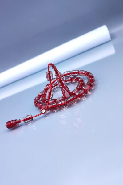 9x11 mm Şeffaf Ebu Sırr İmzalı Zar Kehribar Tesbih