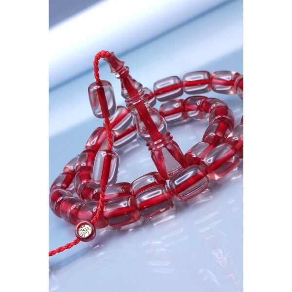 9x11 mm Şeffaf Ebu Sırr İmzalı Zar Kehribar Tesbih