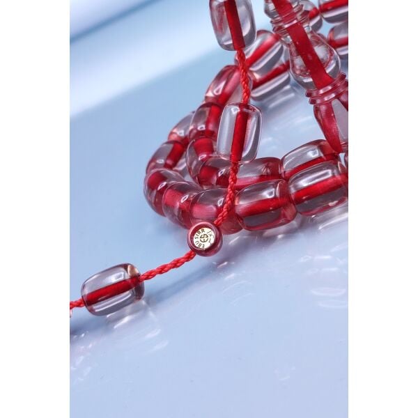 9x11 mm Şeffaf Ebu Sırr İmzalı Zar Kehribar Tesbih