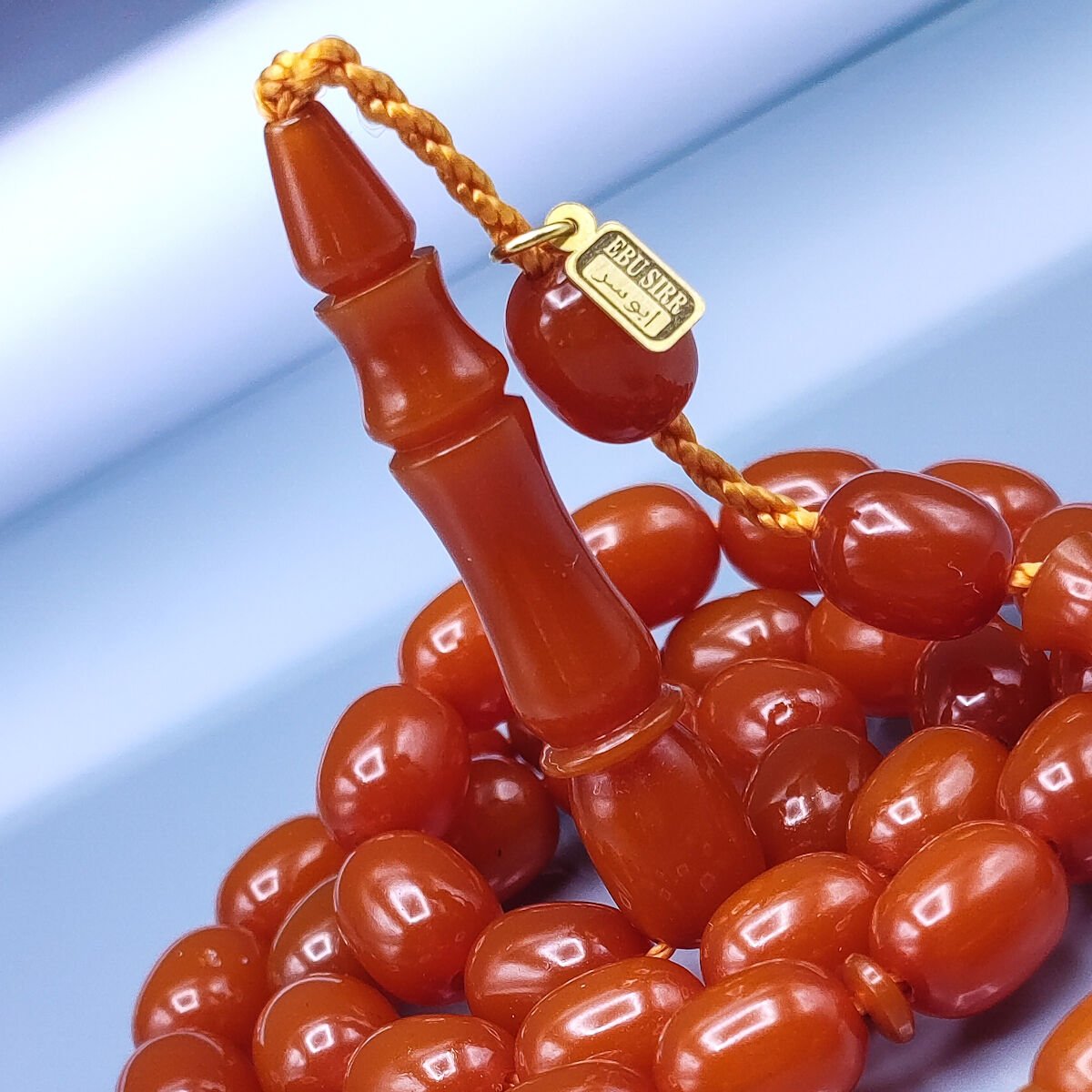 9x12 mm Mişmişi Ebu Sırr İmzalı Zar Kehribar Tesbih