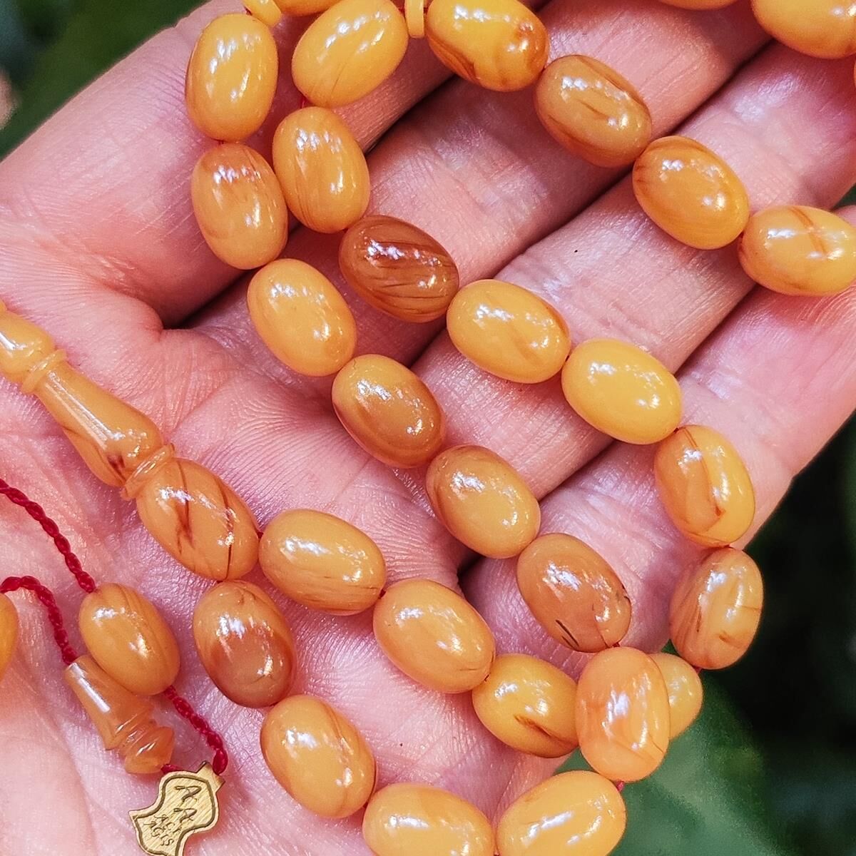 8x11 mm Ali Agiş Usta Sarı Kahve Sıkma Kehribar Tesbih - Şeffaf Delim Tespih