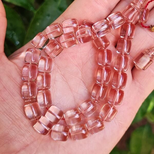 10x9 mm Ali Agiş Usta İşçilikli Şeffaf Zar Kehribar Tesbih - Şeffaf Delim Tespih